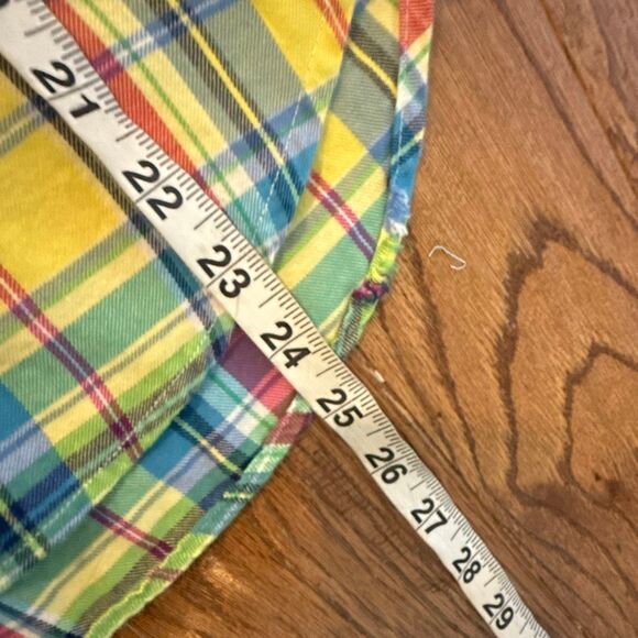 Ralph Lauren yellow plaid ruffle neck button down girls 16 - Picture 5 of 8